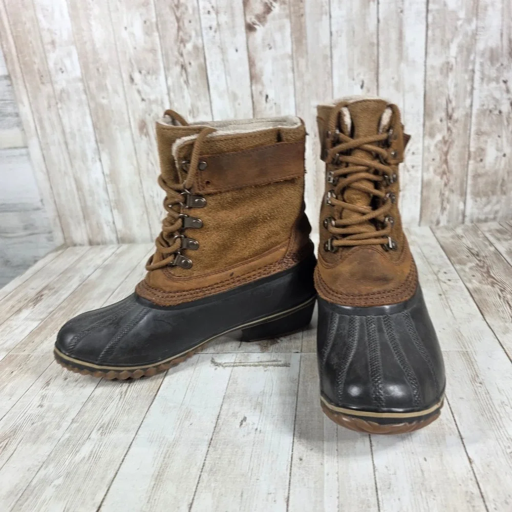 Sorel Waterproof Winter Boots Women's‎ 7 Brown Leather Lace Up Duck Boot